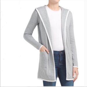 Tahari Gray Hooded Cardigan size XS